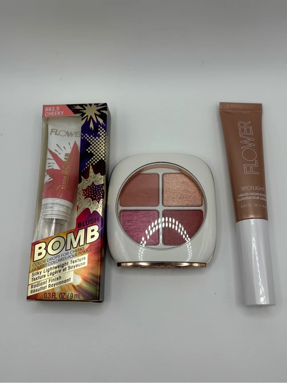 Flower Beauty Blush Highlighter Makeup Bundle 3 Piece New